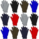 Cooraby 12 Pairs Winter Knitted Magic Gloves Stretchy Full Fingers Gloves for Men, Women or Teens