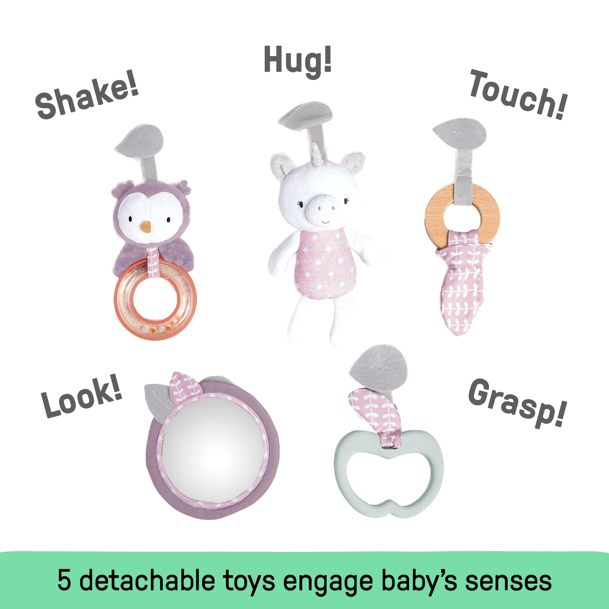 Ingenuity Cozy Spot Reversible Duvet Activity Gym & Play Mat with Wooden-Toy-bar - Calla (Pink), Newborn and up