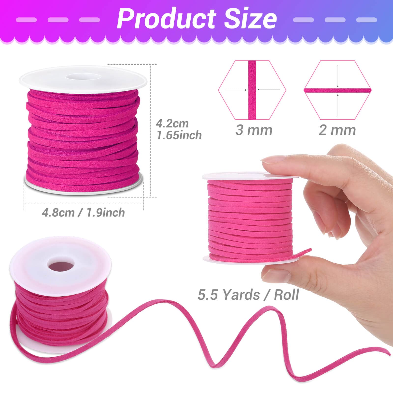 Cridoz Faux Suede Leather Cord, 25 Rolls Flat for Jewelry Making, Leather Strips & Laces for Dream Catcher Supplies DIY Crafts, Thread Velvet String for Necklace, Bracelet, Beading