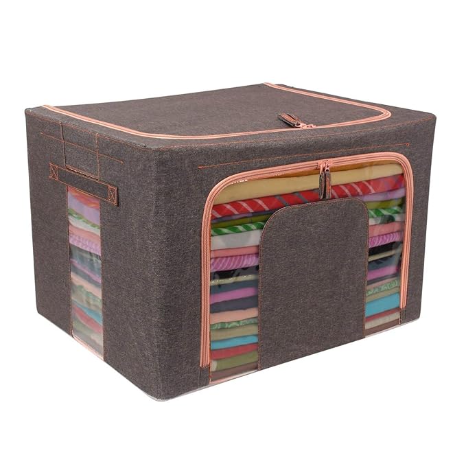 LXOICE® Linen Fabric Foldable Cloth Storage Boxes Organizer for