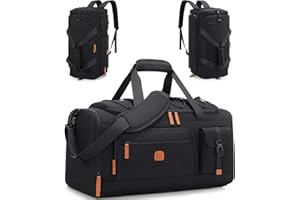 ROADCHEER Gym Bag for Men and Women with Shoe & Laptop Compartment, 3-in-1 Sports Travel Duffel Bag Anti-Theft Weekender Carry-On Backpack for Airplane & Workout, Overnight Travel Bag,35L (Black, Medium)