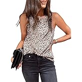 Dokotoo Womens Leopard Print Tank Tops Crewneck Sleeveless Summer Casual T-Shirts Blouses