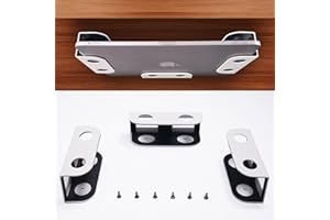BYMECOST Under Desk Laptop Storage Mount, Metal Under Desk Device Holder, for Devices Up to 1.37" Thick, MacBook, Mini, Keyboard, Router, with Anti-Scratch Silicone (White)
