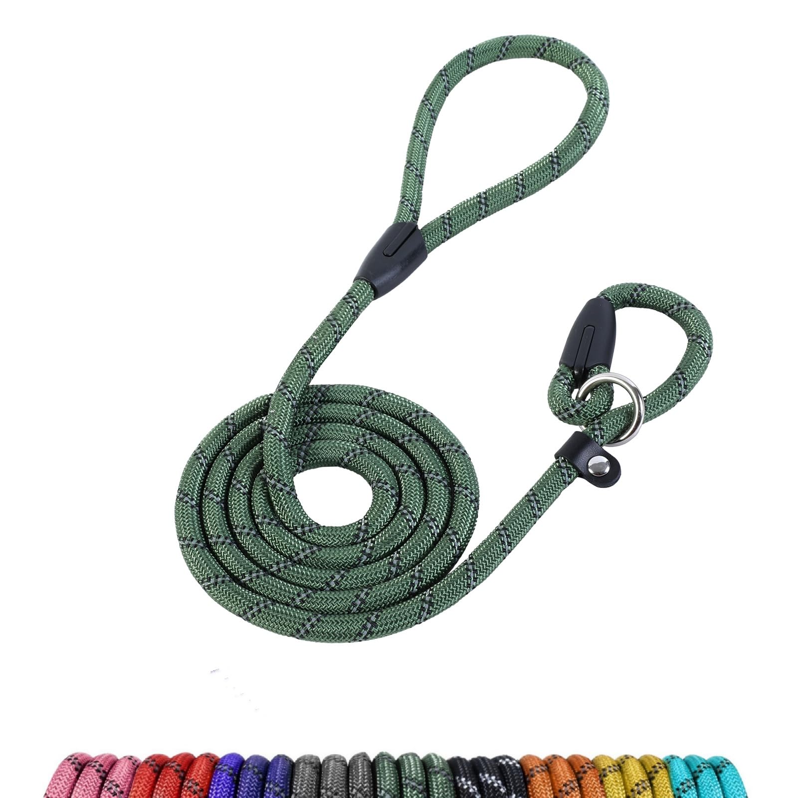 Loutep Slip Lead For Dogs-1.8m Long Rope Dog Leash With Reflective Stitching Slip On Easily With No Collar Or Harness Needed Anti-Choke Dog Slip Lead Ideal For Small Puppy Large & Medium Dogs Training