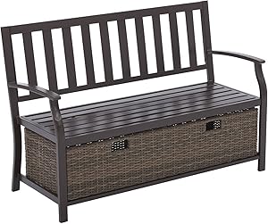 Better Homes and Gardens Camrose Farmhouse Bench with Wicker Storage Box