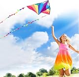 HONBO Large Delta Kite 54x31 Inch with 2x13ft Tails Handheld Line view 5