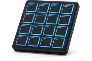 M-VAVE Wireless MIDI Controller Pads, 4.1 * 4.1 Inch, 0.28 LBS, Bluetooth Portable USB with 16 Drum, Note Repeat, Full Level Buttons, Rechargeable battery (Black Pocket)