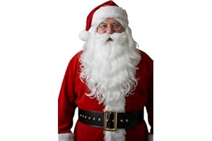 HORTYZON Men's White Long Curly Wig for Seniors Christmas Character Costume Wig (White/Long Curly Hair)