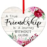 FaCraft Friendship Christmas Ornaments for Women Friends - 2025 Friends Ornament for Christmas Tree Decorations A True Friendship is a Journey Without an End Xmas Keepsake Friends Birthday Gifts