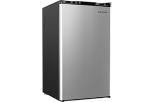 EUHOMY 3.2 Cu.Ft Mini Fridge with Freezer, Single Door Compact Refrigerator, Energy Saving, Mini Refrigerator Adjustable Thermostat, Mini fridge for Bedroom, Dorm, Office, Silver