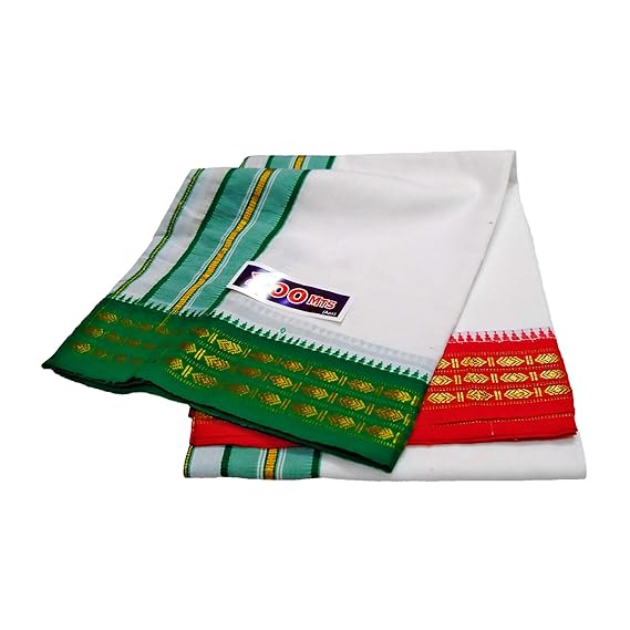 Cotton Cool Cotton Men's Cotton Dhoti Fancy Border 2.00 Mts (Pack of 1 Piece)