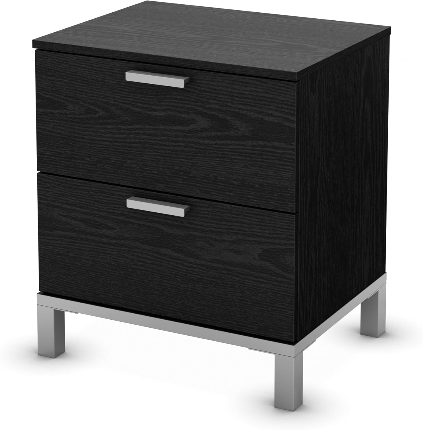 Amazon Com South Shore 2 Drawer Nightstand Black Oak Furniture Decor