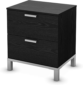 Amazon Com South Shore 2 Drawer Nightstand Black Oak Furniture Decor