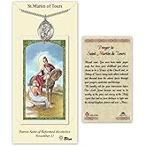 Pewter St. Saint Martin Of Tours Medal Pendant Necklace Comes With A 24 Inch Stainless Silver Curb Chain With A Prayer To St Anthony Prayer Card