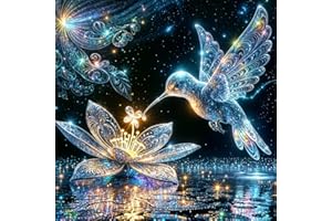 Hummingbird Diamond Art Kits for Adults Beginners,5D Full Drill Crystal Bird Diamond Painting Kits for Adults,DIY Gem Paintin