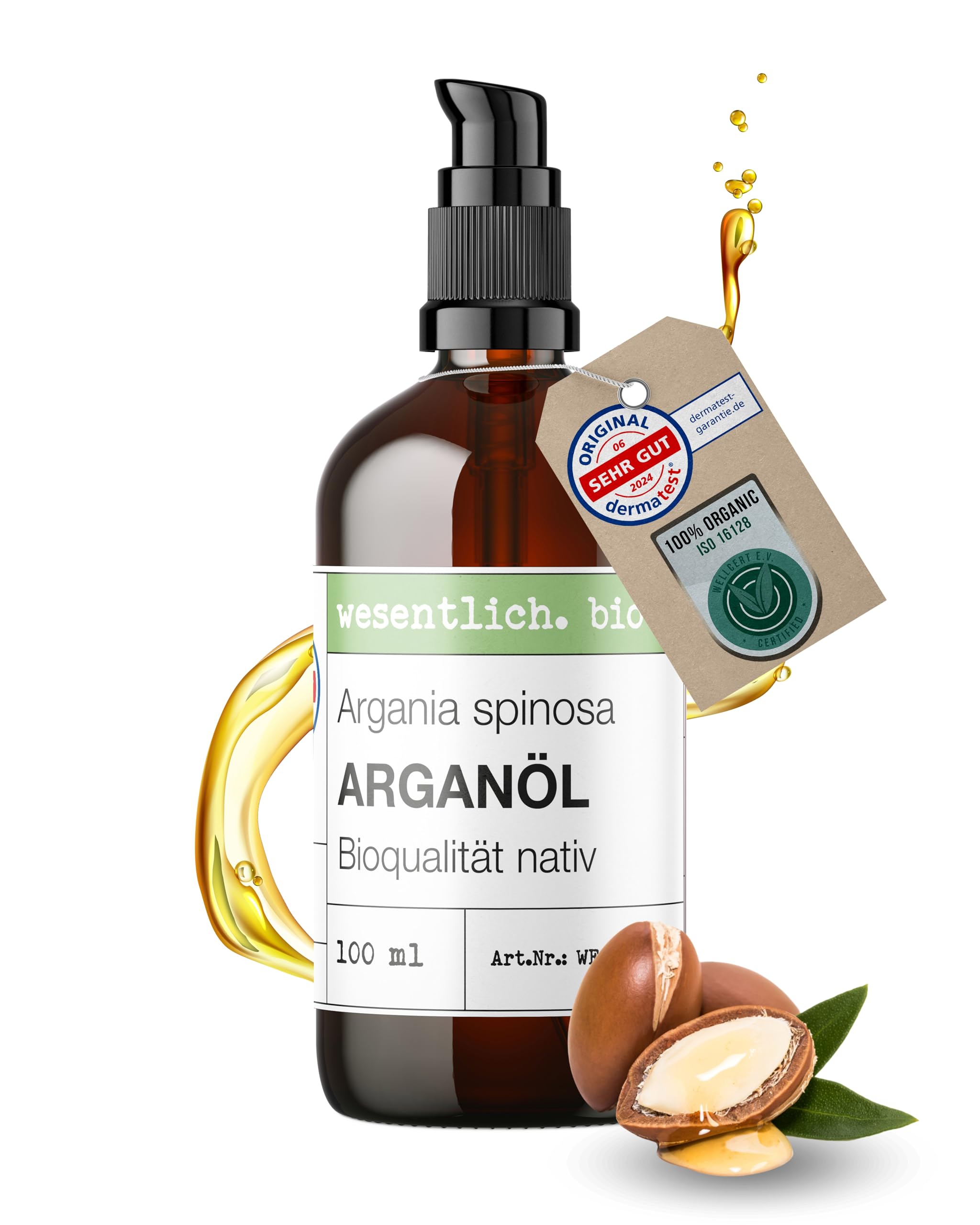 wesentlich Organic Cold-Pressed Argan Oil 100 ml (Argania Spinosa) 100% All-Natural