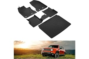 KIWI MASTER Floor Mats & Cargo Mat for 2015-2023 Jeep Renegade OEM Replacement 82214194 82214195 Front Rear 2 Row Trunk Tray All Weather Slush Mat Liners Black