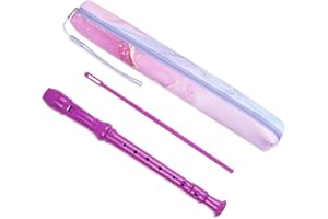 Hennaja Recorder Instrument for Beginner Adults,8-Hole Soprano Descant Recorder Music Flute with Cleaning Rod & Case Bag For Home Entertainment(3-Purple Blue Splash-ink)