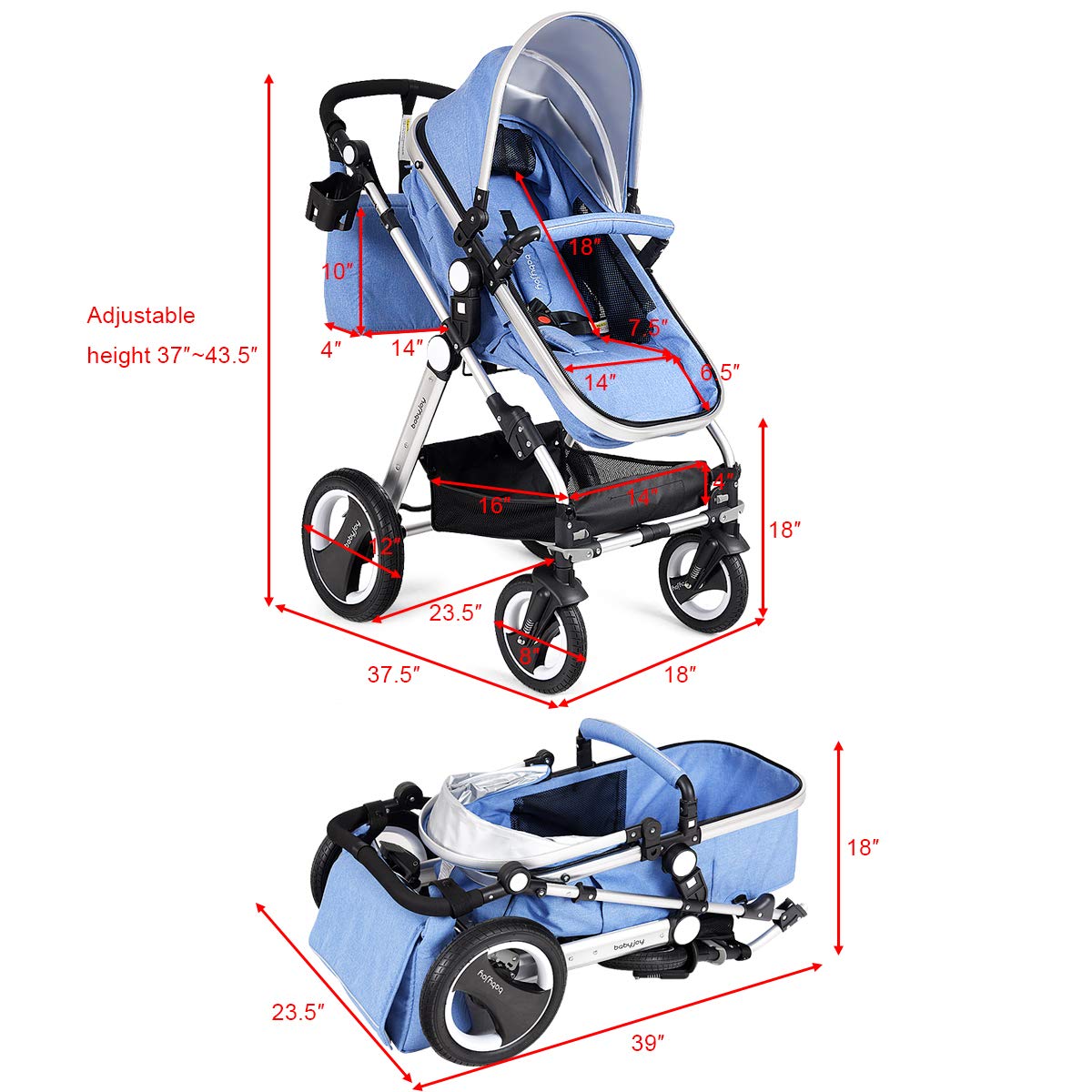 baby joy 2 in 1 stroller
