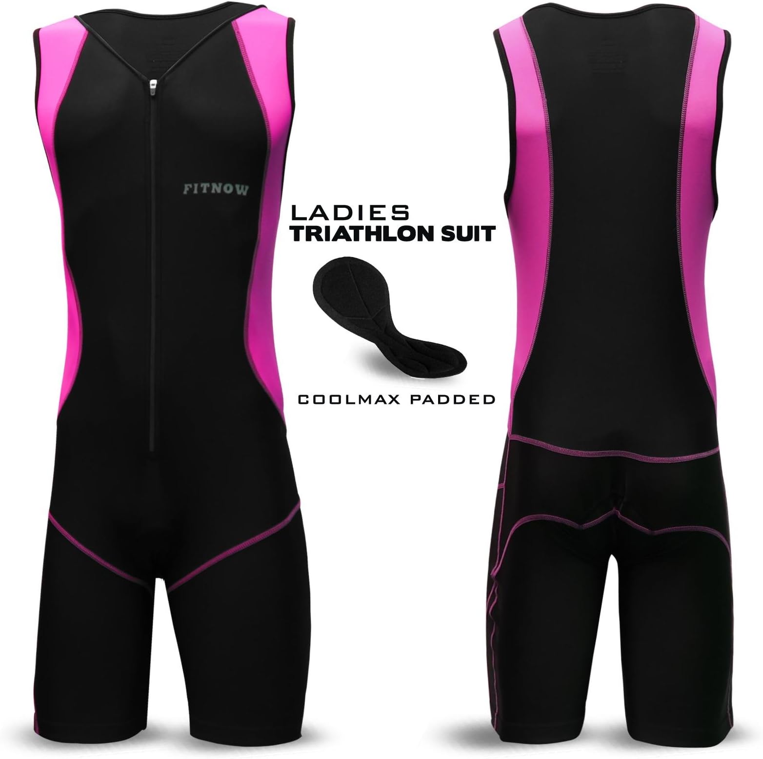 Ladies Triathlon Suit Padded Tri Swimming Cycling Running Yoga Skin Fit Suit FITNOW
