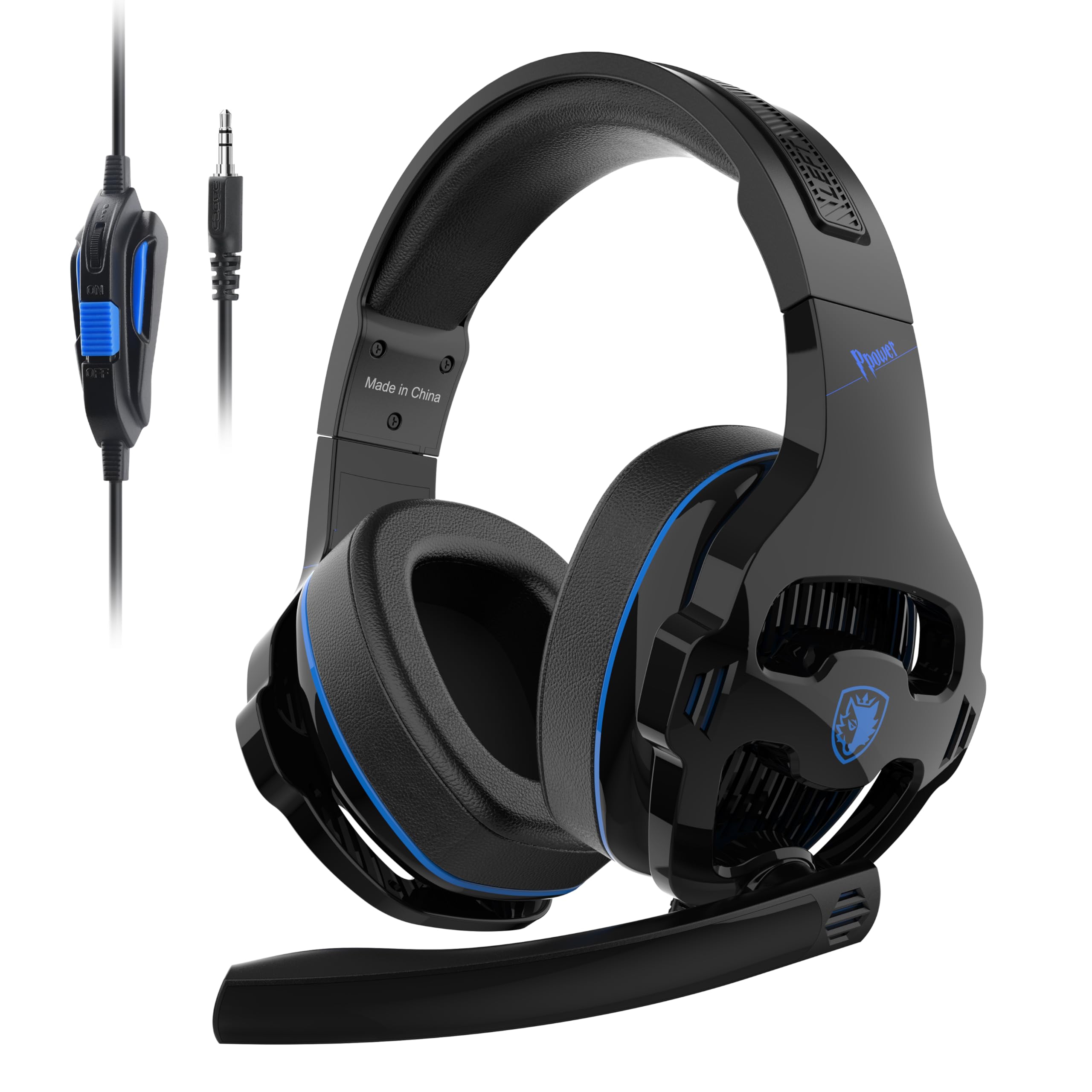 Photo 1 of Globalsades SA726 Stereo Gaming Headset for Xbox One PS4 PS5 Controller, Over Ear Headphone with Mic Noise Cancelling Headset for PC Xbox Series (Black Blue)