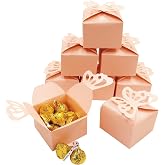 Pink Butterfly Candy Treat Boxes Set Wedding Party Favors Mother&rsquo;s Day Birthday Baby Shower Party Small Gift Box Bulk Supplies 2x2x2 inch, 50pc