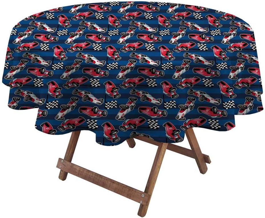 DayDayFun Table Clothes Round Cars Print Tablecloth Vintage