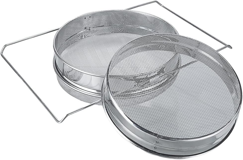 Fasmov Stainless Steel Honey Strainer Double Sieve - 9" Diameter