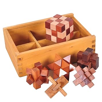 Etbotu Magic 3D Wooden Puzzles,Intellectual Wooden Cube Educational Toys,6pcs/Set