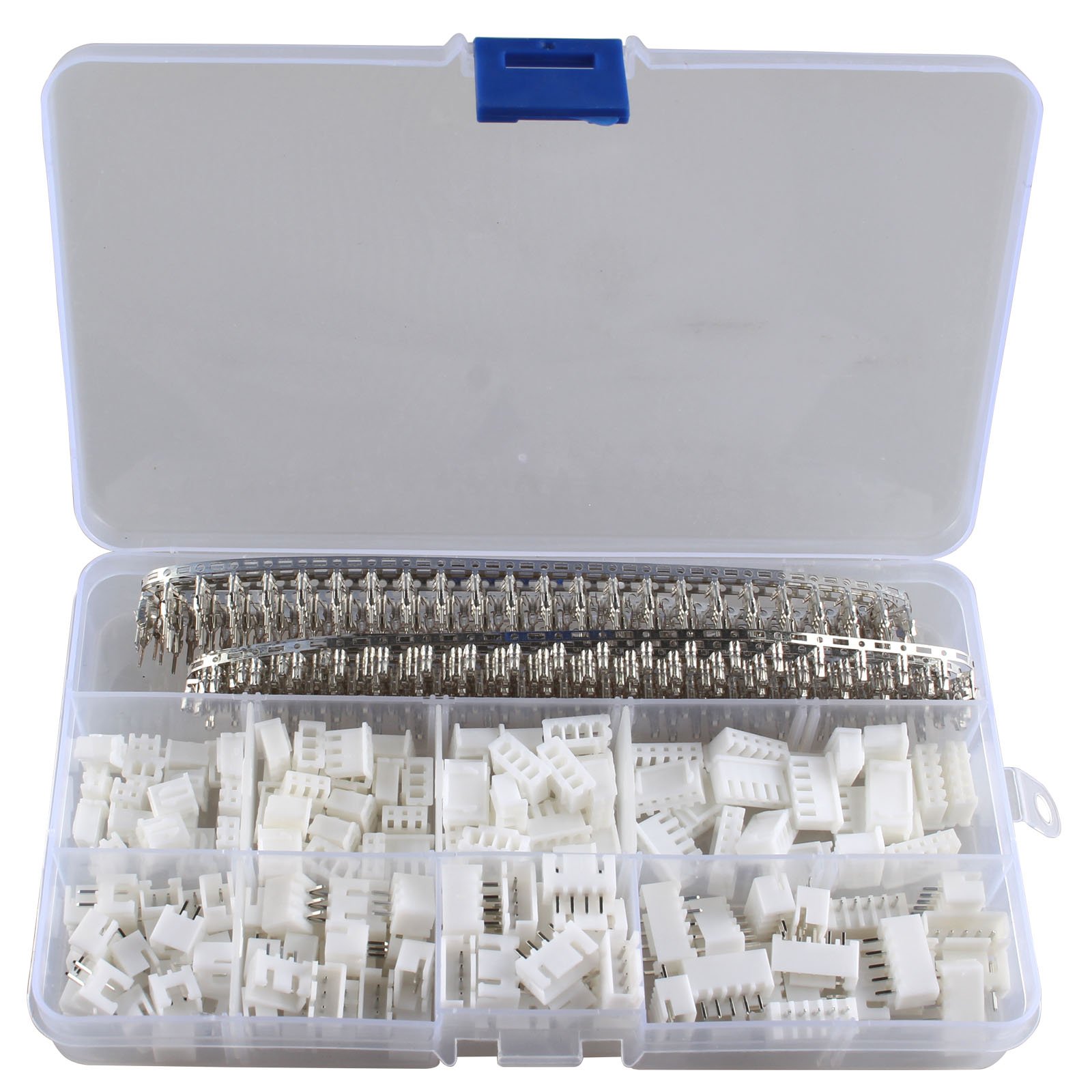 HALJIA 560Pcs 2.54mm JST-XH JST Connector Kit 2.54mm Pitch Female Pin Header, JST XH - 2/3/4/5Pin Housing JST Adapter Cable Connector Socket Male and Female Assortment Kit