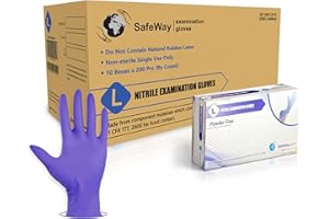 SAFEWAY USA 2000 pcs, Large, Nitrile Disposable Gloves — Multi-Purpose Powder-Free and Non-Latex Textured Fingertips for Medical Use, Nursing, Lab Works, Kitchen Prep, Cleaning, Tattooing & More