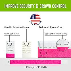 600 WristCo Neon Pink Tyvek Wristbands for Events