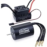 Surpass Hobby RC Brushless Motor and ESC Combo Waterproof 2S Lipo 3650 3900KV Brushless Motor and 60A ESC Combo Set for 1/10 Remote Control Cars Trucks Off-Road Vehicle