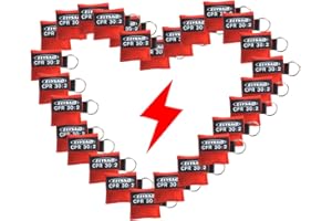 KTKANG 20 CPR Barrier With Keychain Cpr Face Shield AED Red Pouch CPR 30:2