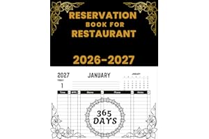 Reservation Book for Restaurant 2026-2027: One page per day, From 1 July 2026 to 31 Juin 2027