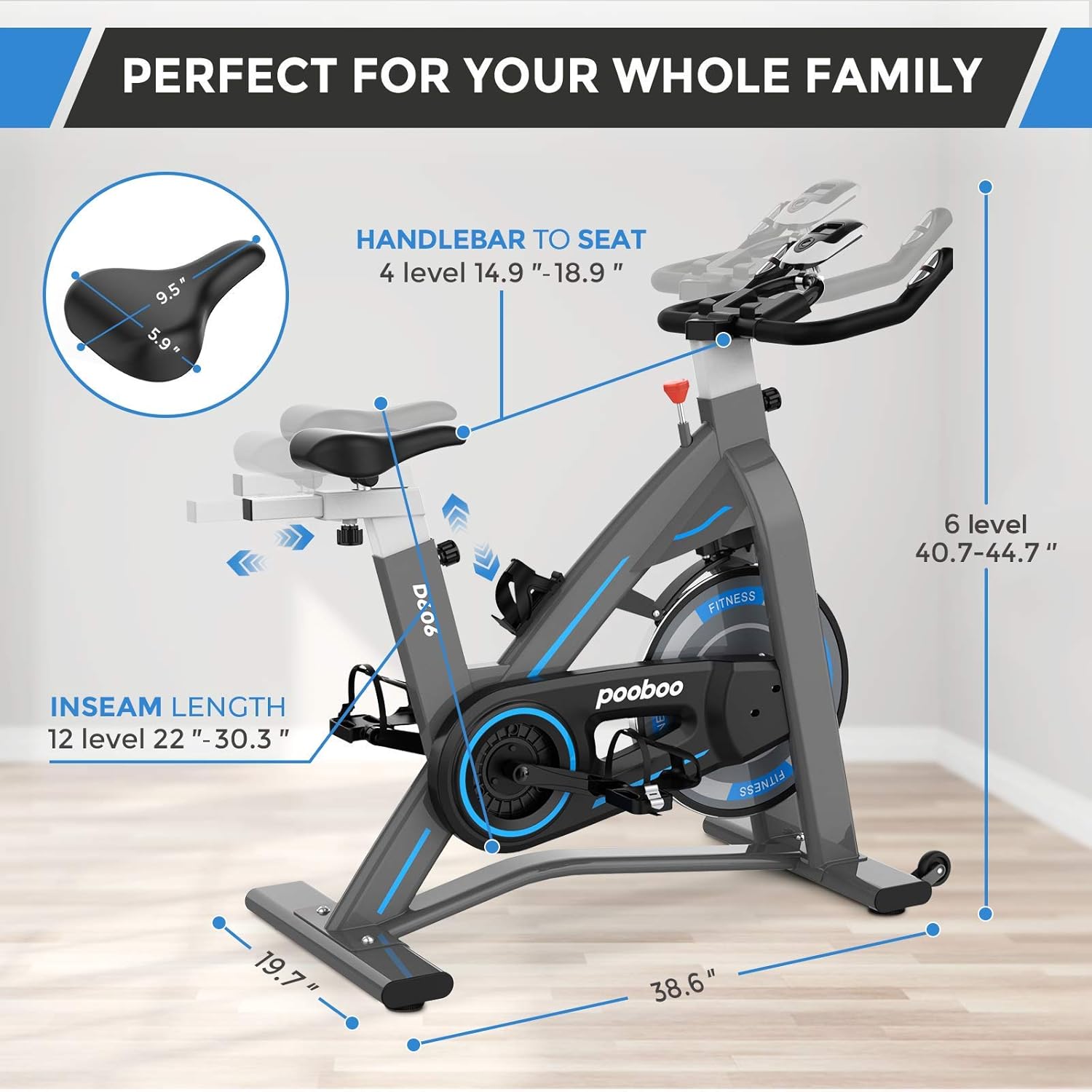 pooboo Exercise Bikes Stationary - Indoor Cycling Bike Magnetic Exercise Bike with Quiet Belt Drive and LCD Monitor, Fitness Bike for Home Cardio Workout : Sports & Outdoors