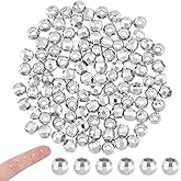 Hobbspring 100pcs Spacer Beads 925 Sterling Silver Plated Long-Lasting Faceted Round Beads 1mm Loose Jewelry Bead for DIY Bracelet Necklace Charms Supplies