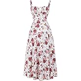 Women's Floral Corset Dress Formal Cocktail Dresses Going Out Casual Sundress Split Thigh Spaghetti Strap Vintage Dress