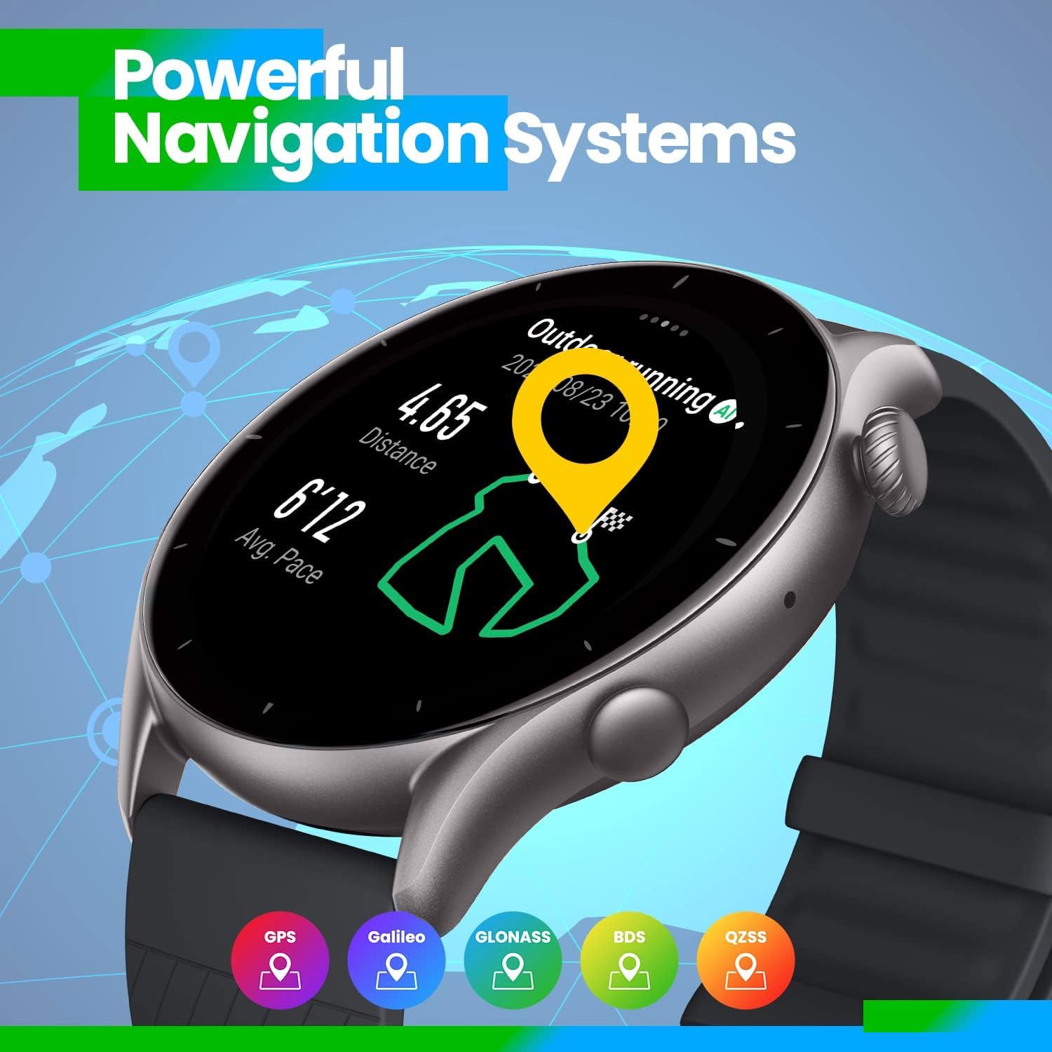 Amazfit Smartwatch GTR 3 46 mm with Health Monitoring, SpO2, Sleep, Stress, Cycle Monitoring, Sports Watch, GPS Sports Watch with 150+ Sports Modes, 21 Day Battery, Alexa for Men and Women