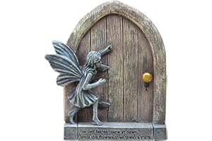 JIUMO Fairy Doors for Trees Outdoor Enchanted Fairy Door Wall Resin Fairy Doors for Kids Mniature Fairies Door Gifts Cornor Desk Miniature Door