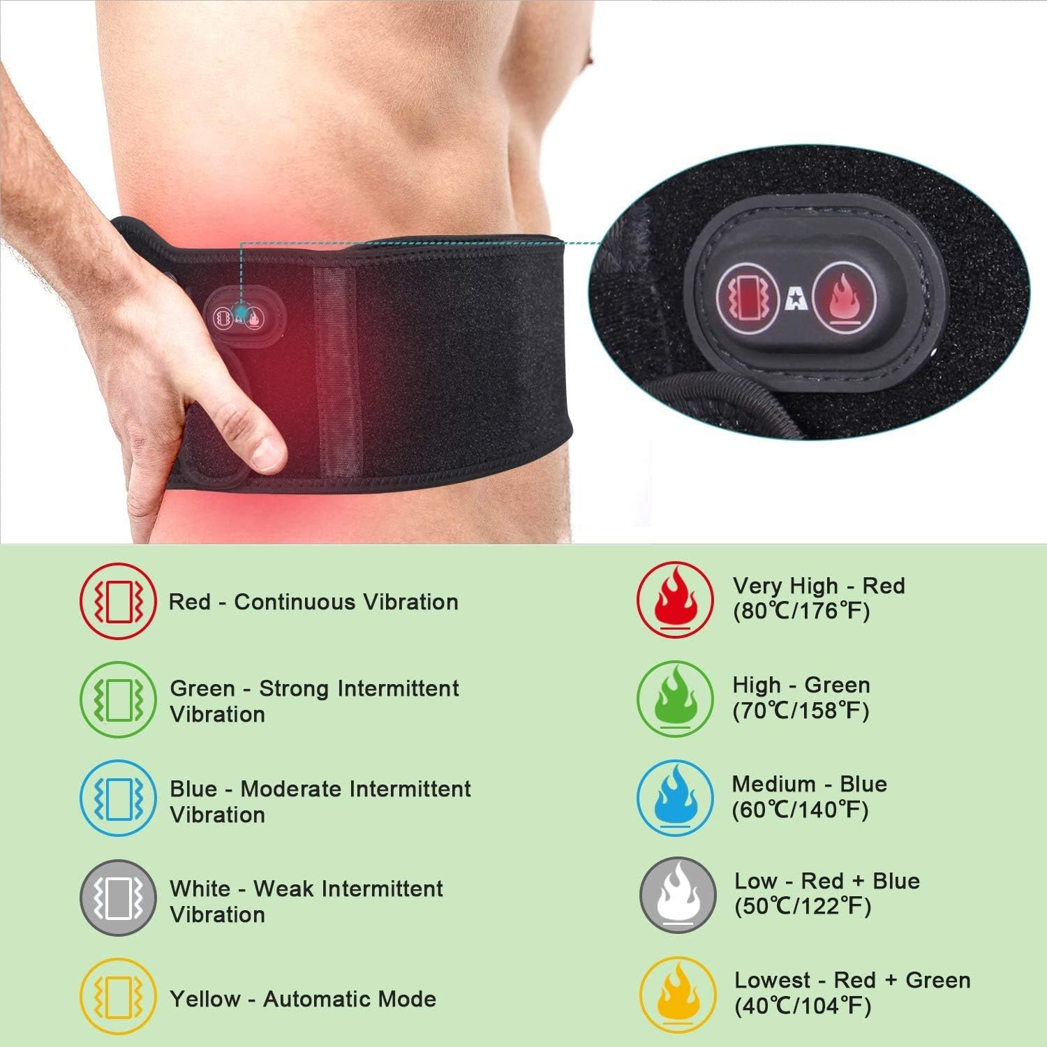 ARRIS Heated Back Massage Wrap, Electric Heating Waist Belt W/Vibration