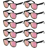 Fsmiling Black Sunglasses Bulk Adult Party Sunglasses 80s Shades Pack for Men Women UV400 Protection -10Pack