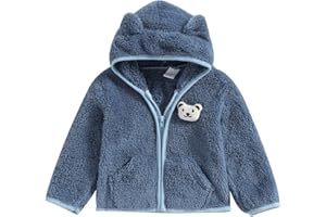 Meiweileya Baby Girl Boy Fleece Zip Up Hoodie Bear Ears Fuzzy Jacket Hooded Teddy Coat Winter Shacket Warm Outwear Cardigan
