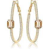 EVEVIC Stunning Austrian Crystal Big Oval Hoop Earrings for Women Fashion 14K Gold Plated Hypoallergenic Jewelry Gift