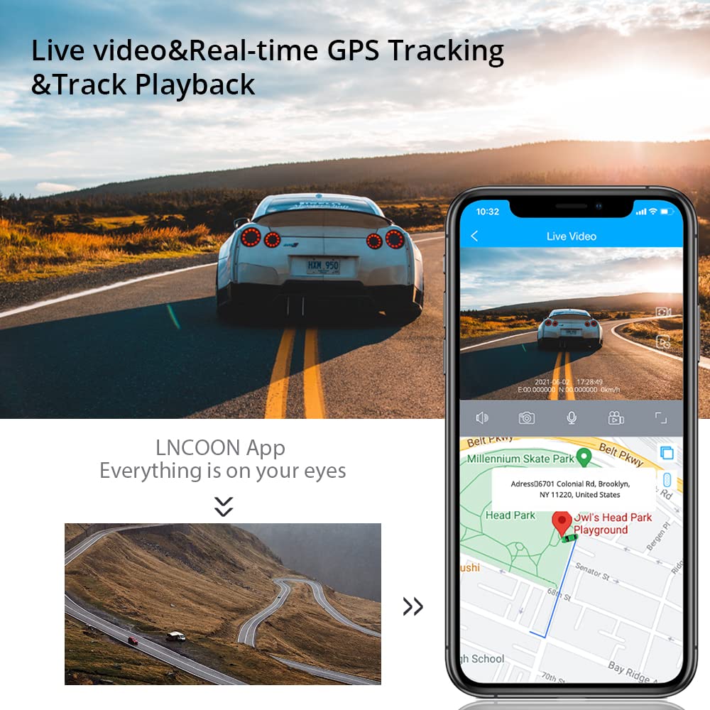 Live Video & 24H Remote Monitor, Jimi JC400P 4G & WiFi Dual Dash Cam Front and Inside Cam for Cars 1080P Car Camera Driving Recorder| GPS Track| G-Sensor | Loop Records | Behavior Analysis (LNCOONAPP)