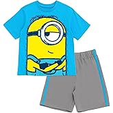 Minions T-Shirt and Mesh Shorts Outfit Set Toddler to Big Kid Sizes (2T - 10-12)