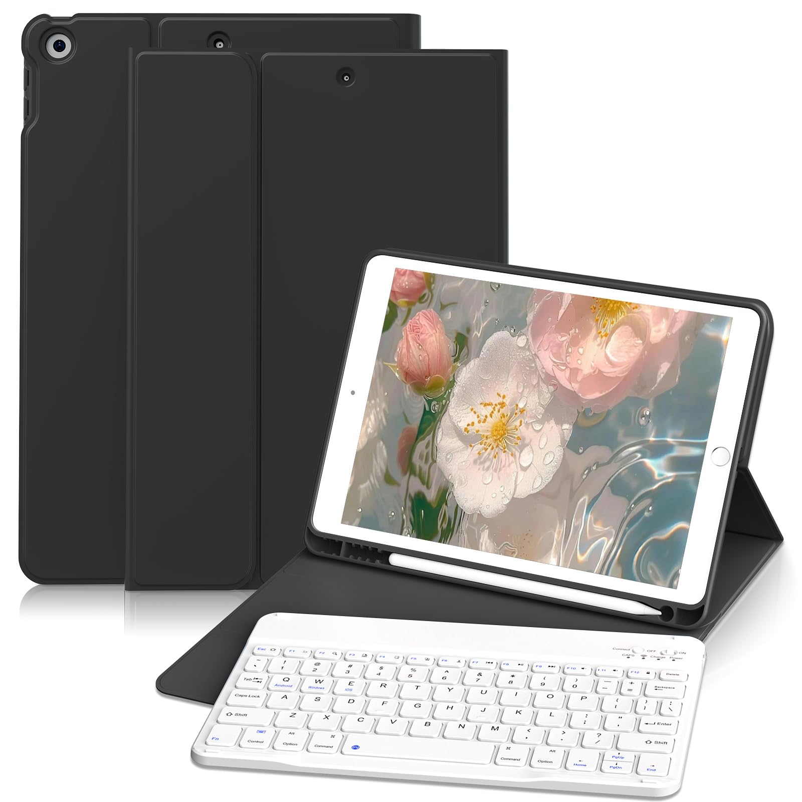 Photo 1 of kenke Case for iPad 9th Generation with Keyboard 10.2 Inch - Wireless Detachable Folio Keyboard Cover with Pencil Holder for iPad 8th Gen/7th Gen, iPad 10.2 Inch 2021/2020/2019 Model, Black