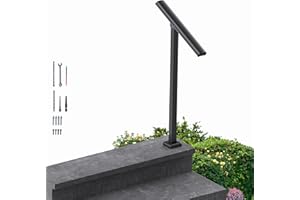 PICESA 1 Step Handrail for Outdoor Steps, Premium Aluminum Alloy Railing Set, Porch Railing Kit,Free Installation Kits Included, Used Under Harsh Weather Conditions,Rust Free, for 1 Step.