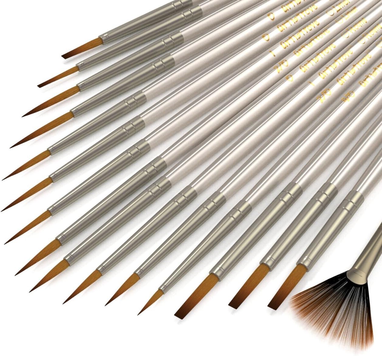Detail Paint Brush (Set of 16) - Artistrove Miniature Art Brushes for Fine Detailing & Art Painting | Media: Acrylic, Watercolor, Oil | Perfect for Miniatures, Models, Figurines, Nail & More