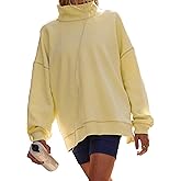 DURUNUL Women’s Oversized Sweatshirts Mockneck Sweatshirt Turtleneck Tops Loose Drop Shoulder Long Sleeve Pullover Top